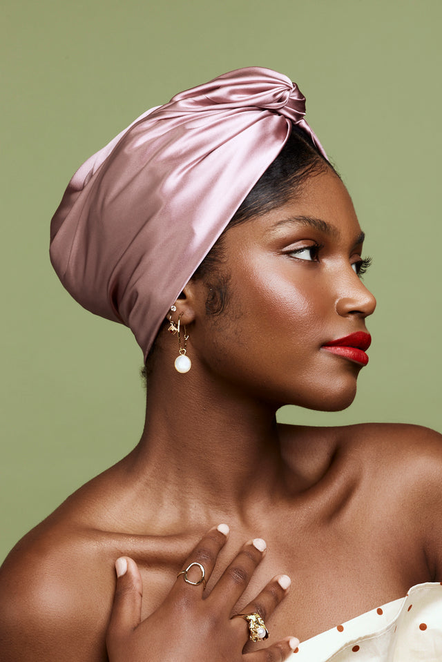 Turban cubaine en soie mauve – style cubaine chic