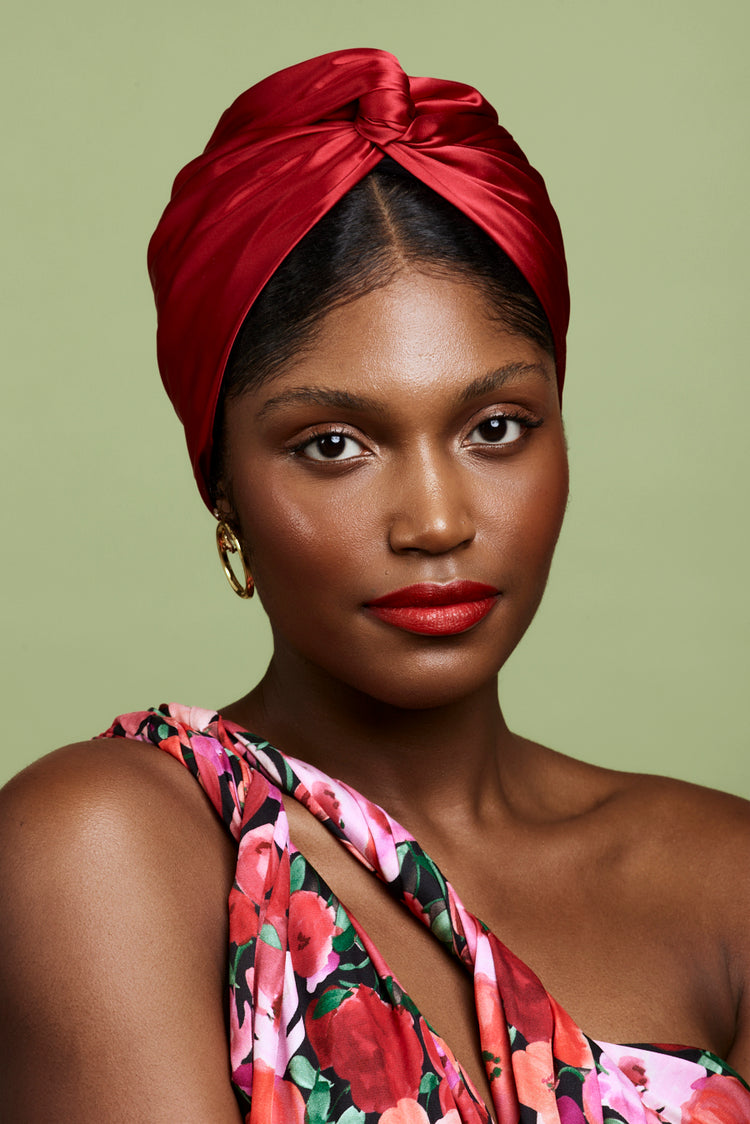 CUBAN SILK TURBAN - RUBY