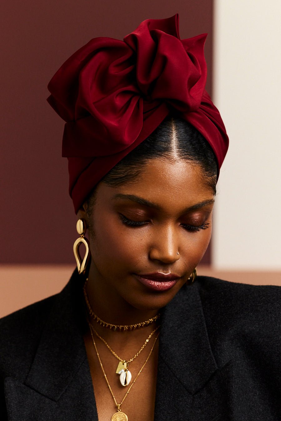 Turbans femme fil métal - AFRICAINE CERISE - Indira de paris