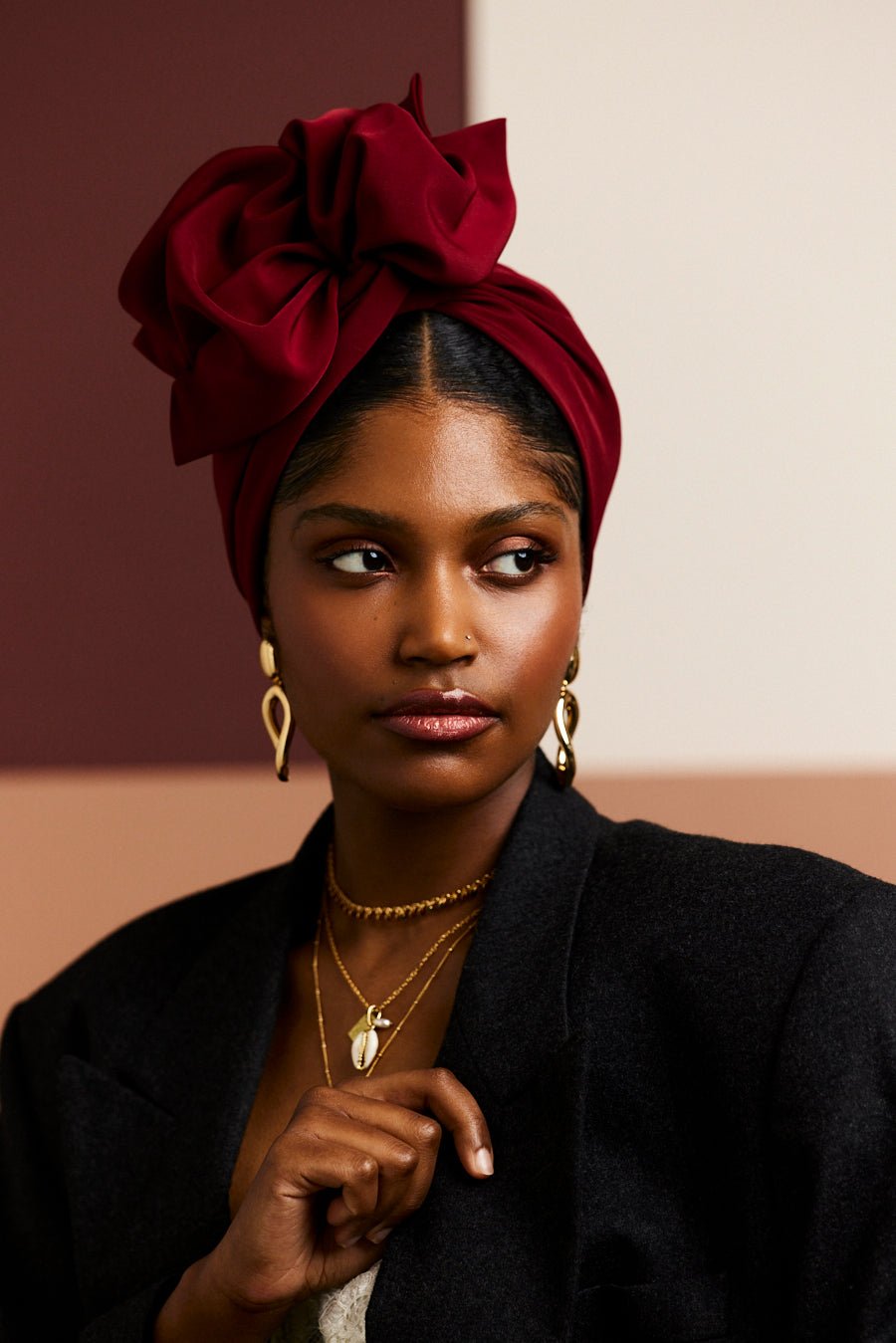 Turbans femme fil métal - AFRICAINE CERISE - Indira de paris