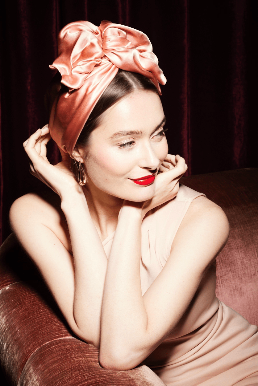 Turbans femme fil métal - AFRICAINE SOIE - CORAIL - Indira de paris