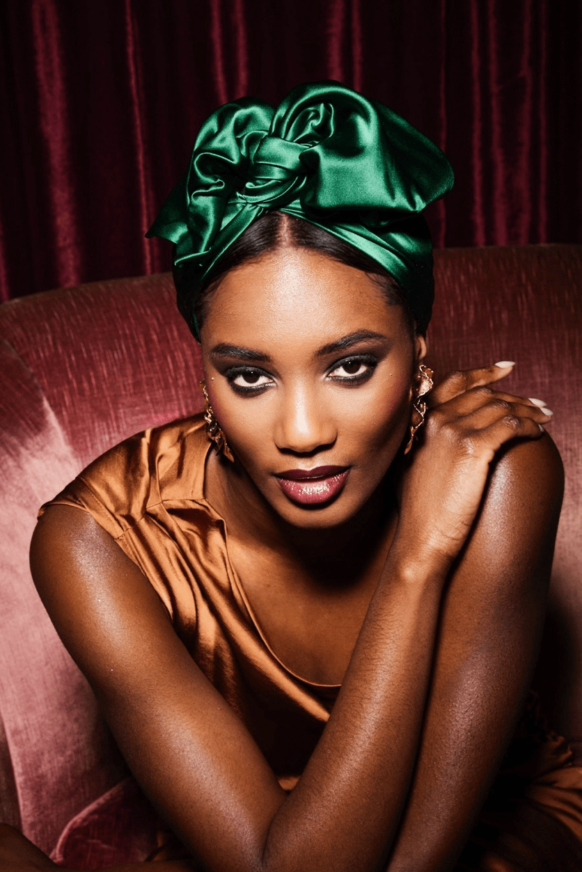 Turbans femme fil métal - AFRICAINE SOIE - EMERAUDE - Indira de paris