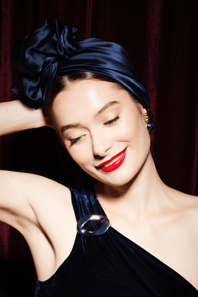 Turbans femme fil métal - AFRICAINE SOIE - MARINE - Indira de paris