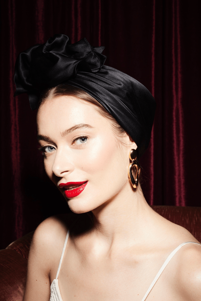 Turbans femme fil métal - AFRICAINE SOIE - NOIR - Indira de paris