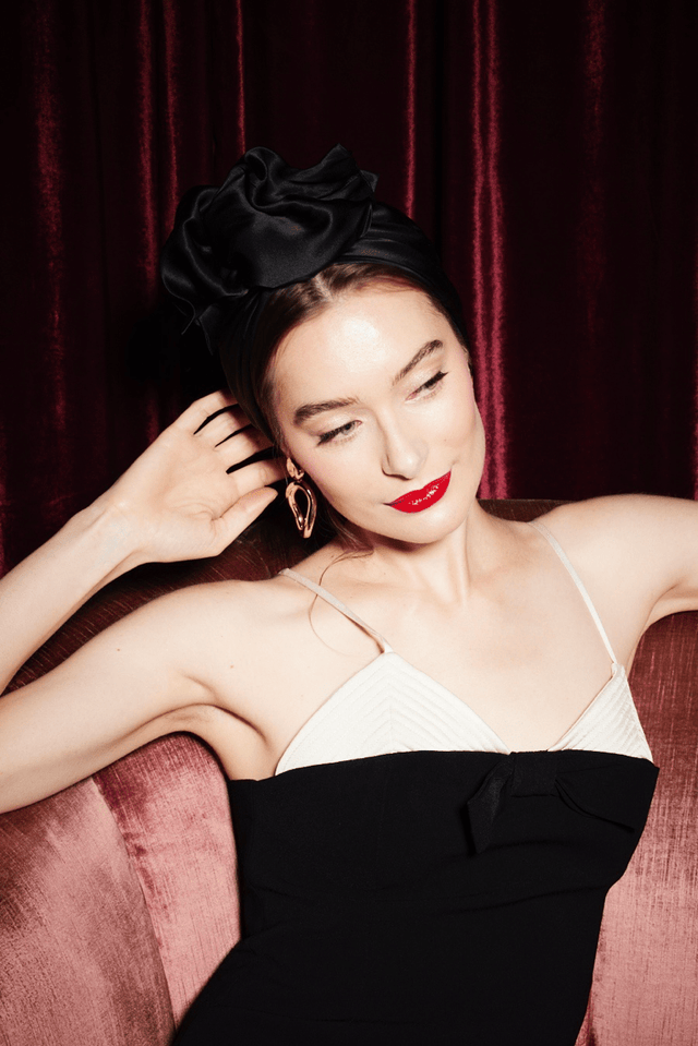 Turbans femme fil métal - AFRICAINE SOIE - NOIR - Indira de paris