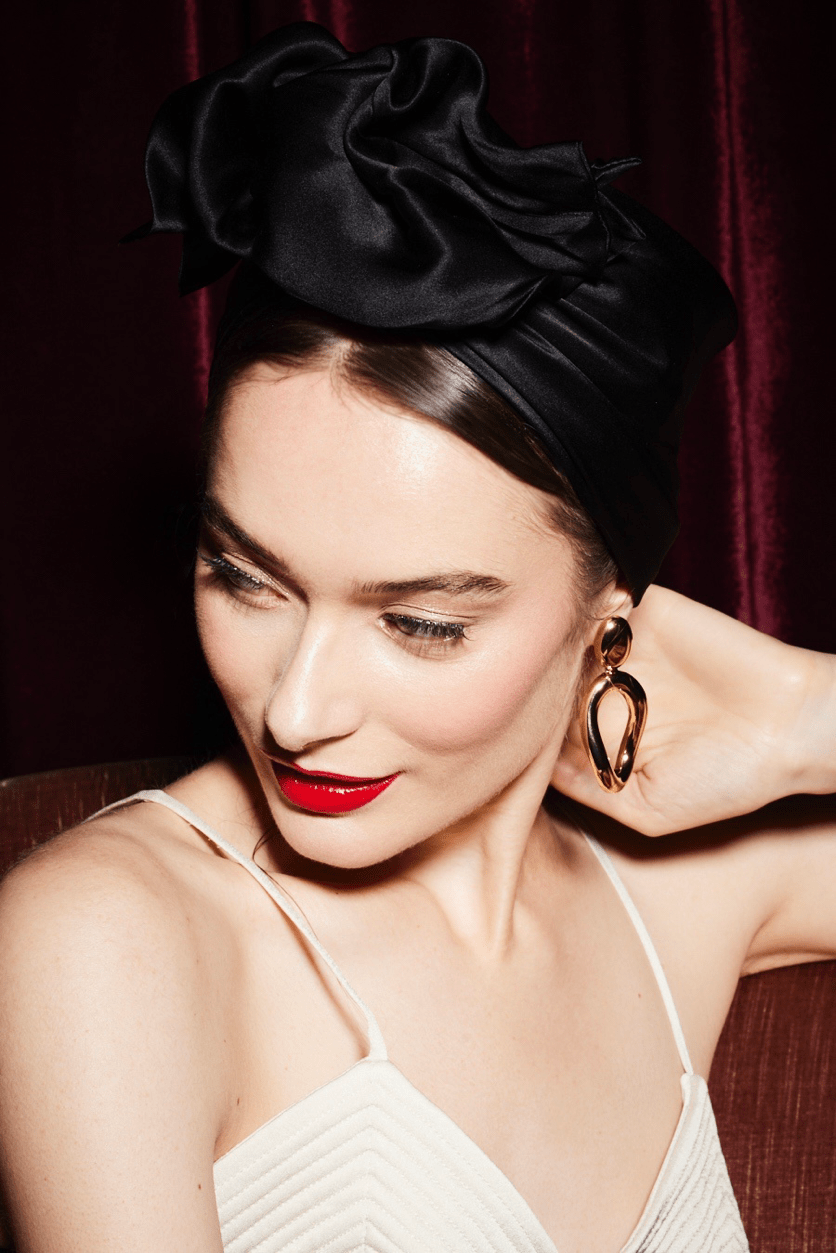 Turbans femme fil métal - AFRICAINE SOIE - NOIR - Indira de paris