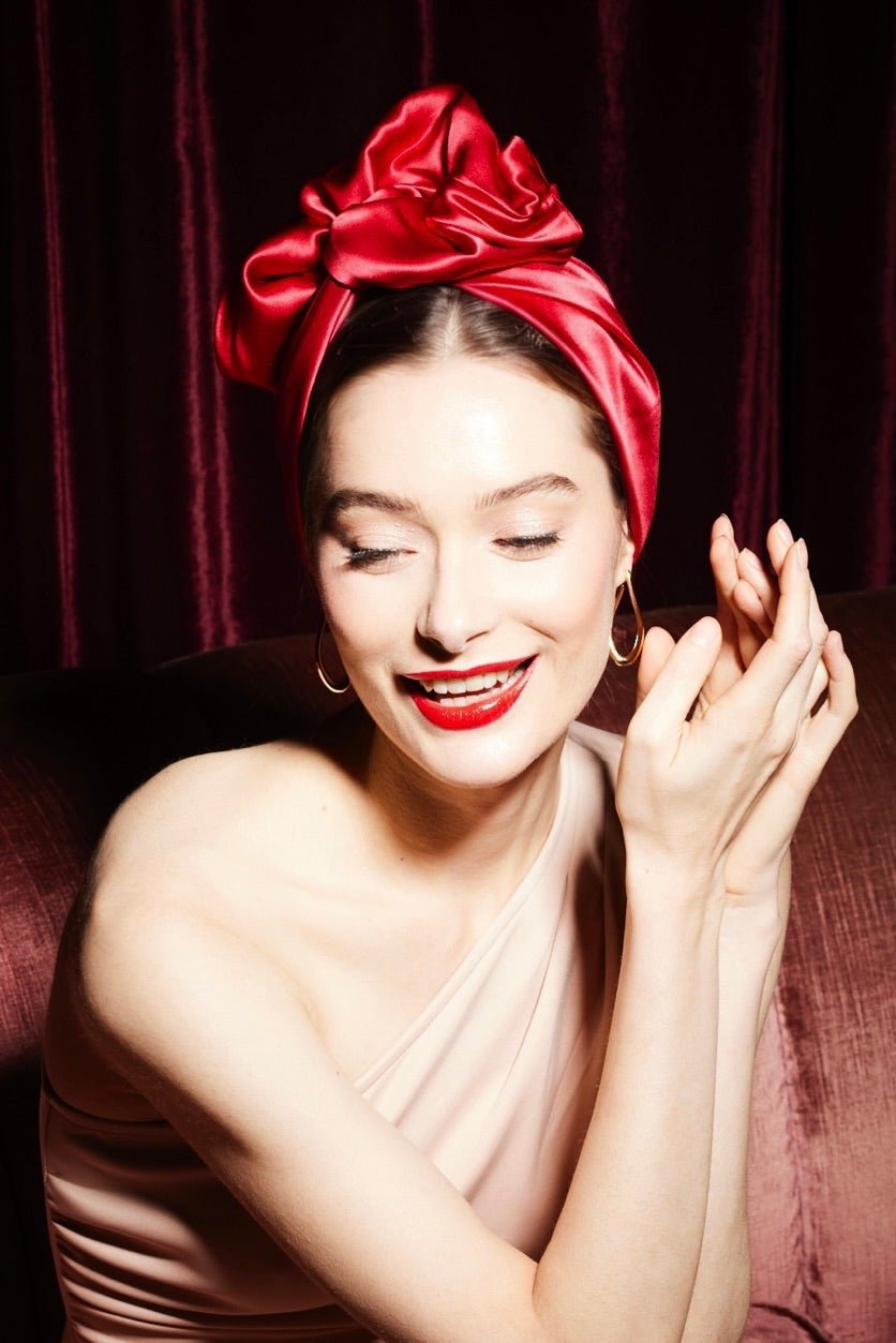 Turbans femme fil métal - AFRICAINE SOIE - RUBIS - Indira de paris