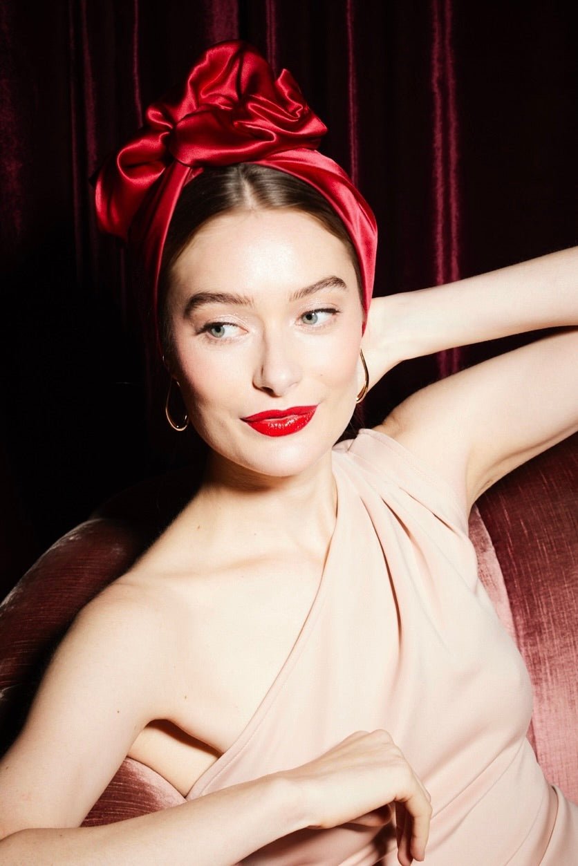 Turbans femme fil métal - AFRICAINE SOIE - RUBIS - Indira de paris