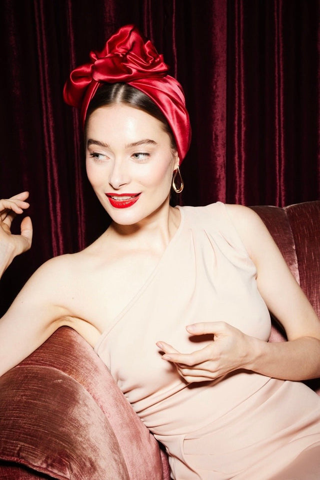 Turbans femme fil métal - AFRICAINE SOIE - RUBIS - Indira de paris