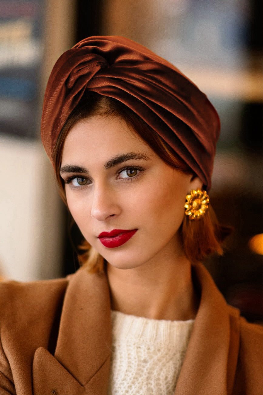 Bonnets Femme - BONNET VELOURS TERRACOTTA - Indira de paris