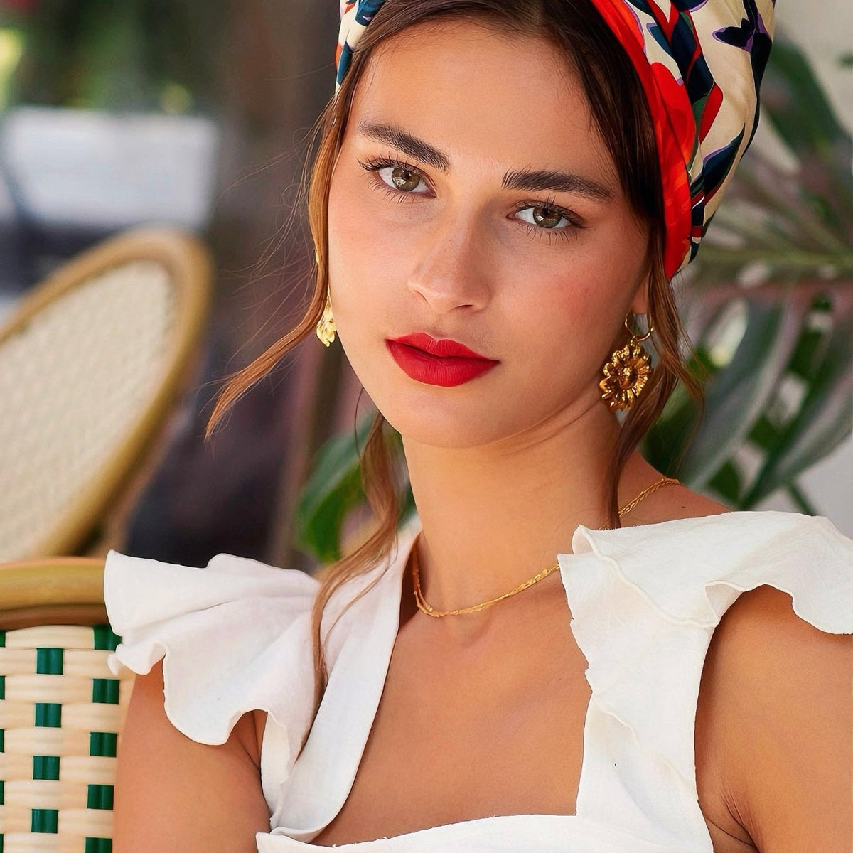 Turban Facile à nouer - Fleuri Orange