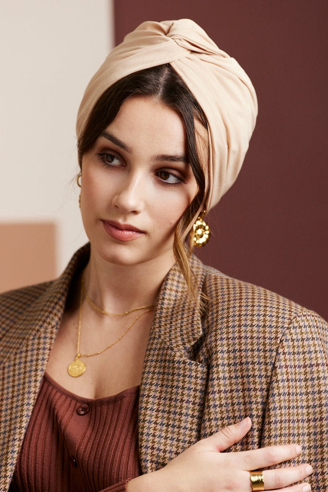 Turbans femme modulable - CUBAINE SABLE - Indira de paris