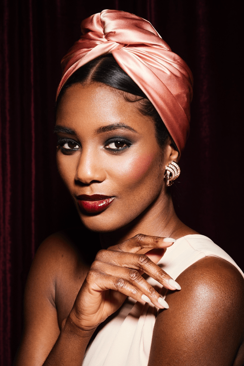 Turbans femme modulable - CUBAINE SOIE - CORAIL - Indira de paris