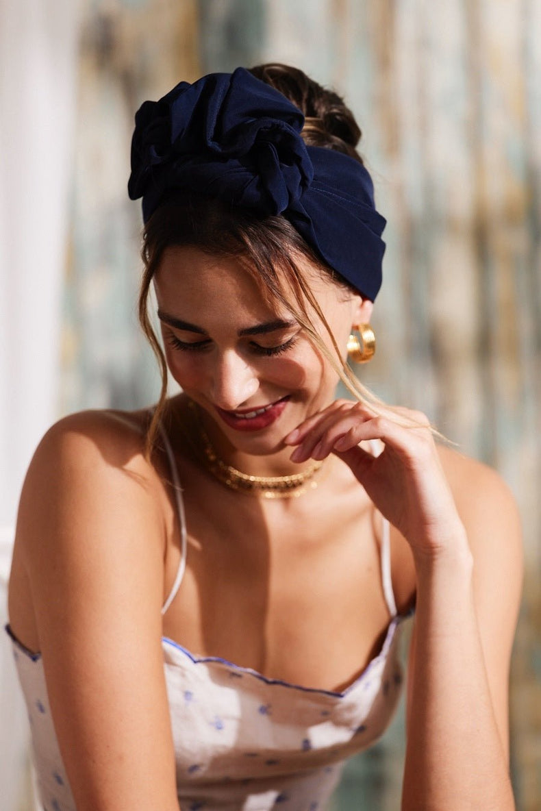 Bandeau cheveux femme fil métal - HEADBAND FLEXIBLE - Flexband Bleu nuit - Indira de paris