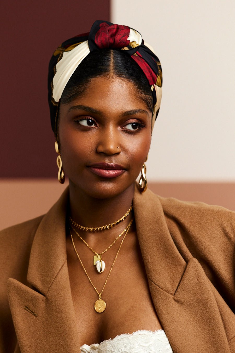 Foulard cheveux femme - PARISIENNE HORTENSE ROUGE - Indira de paris