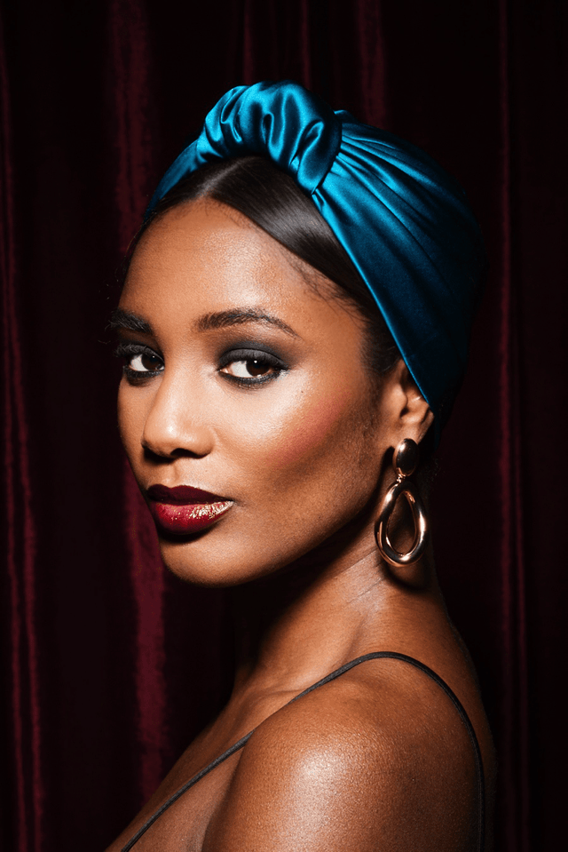 Foulard cheveux femme - PARISIENNE SOIE - BLEU CANARD - Indira de paris