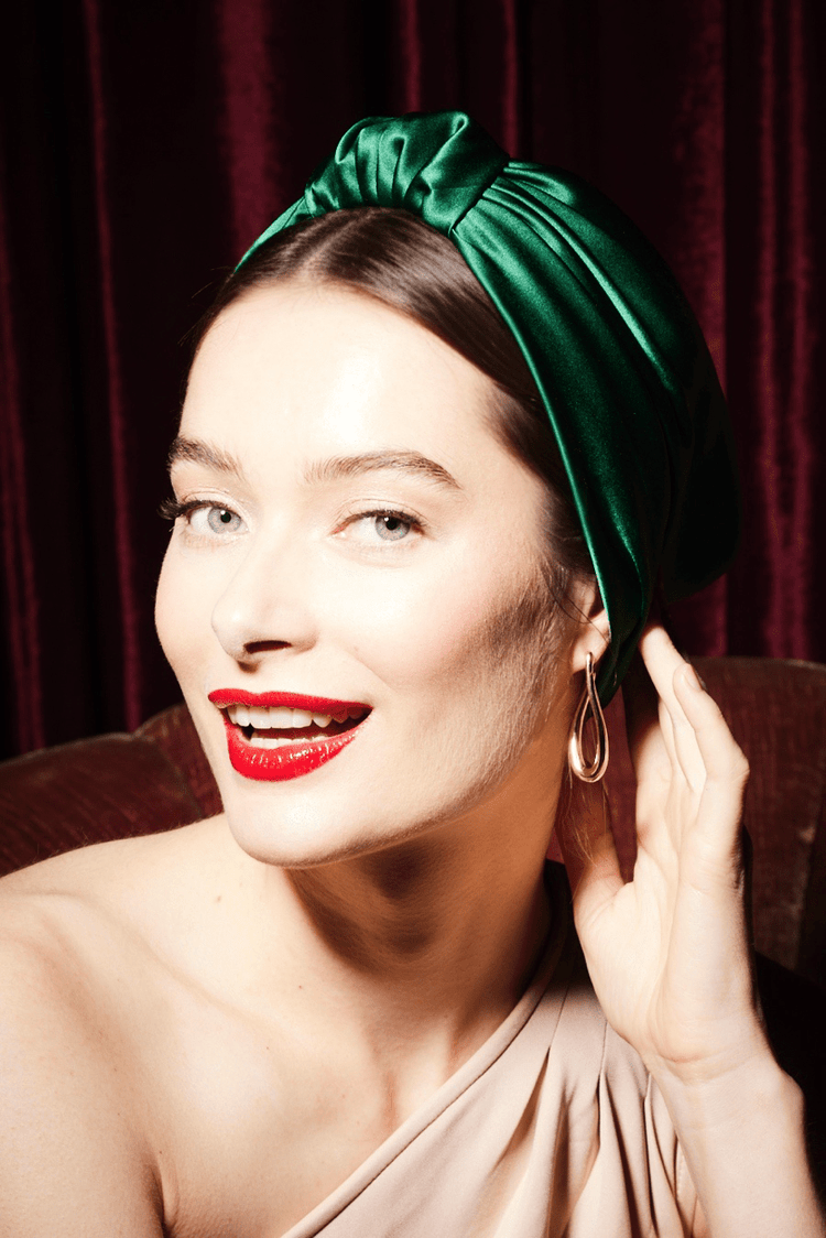 Foulard cheveux femme - PARISIENNE SOIE - EMERAUDE - Indira de paris