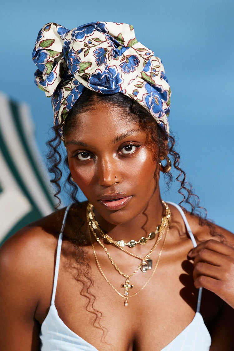 Turbans femme fil métal-TURBAN AFRICAINE LEA- Indira de paris