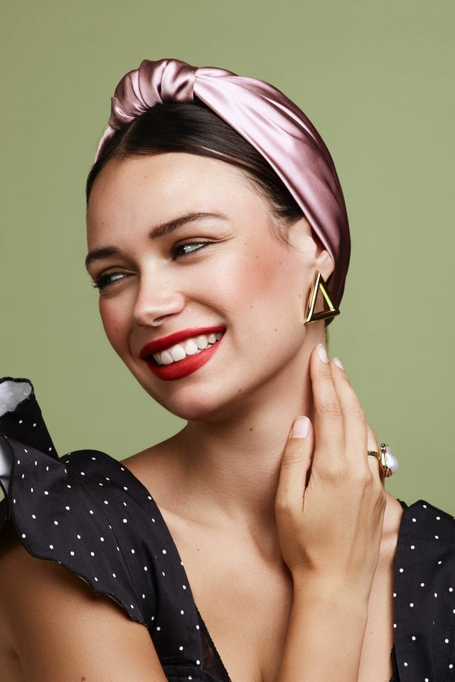 Foulard cheveux femme-TURBAN PARISIENNE SOIE - MAUVE- Indira de paris