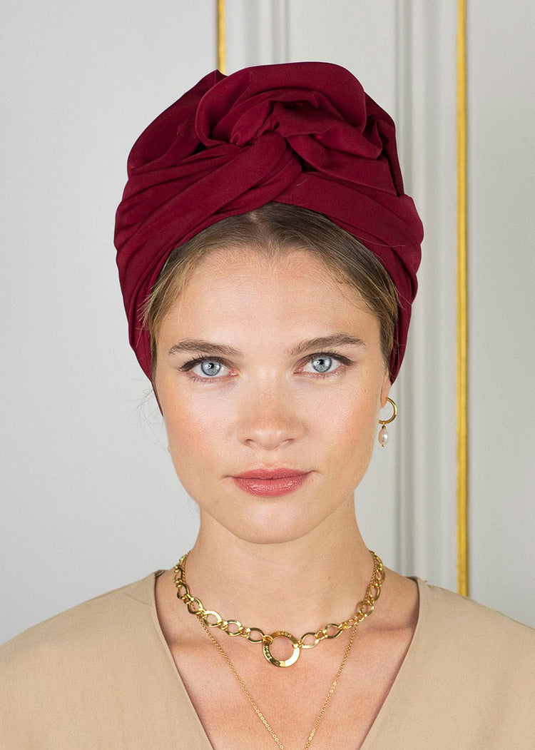 Turbans complets flexibles-Africaine CERISE- Indira de paris