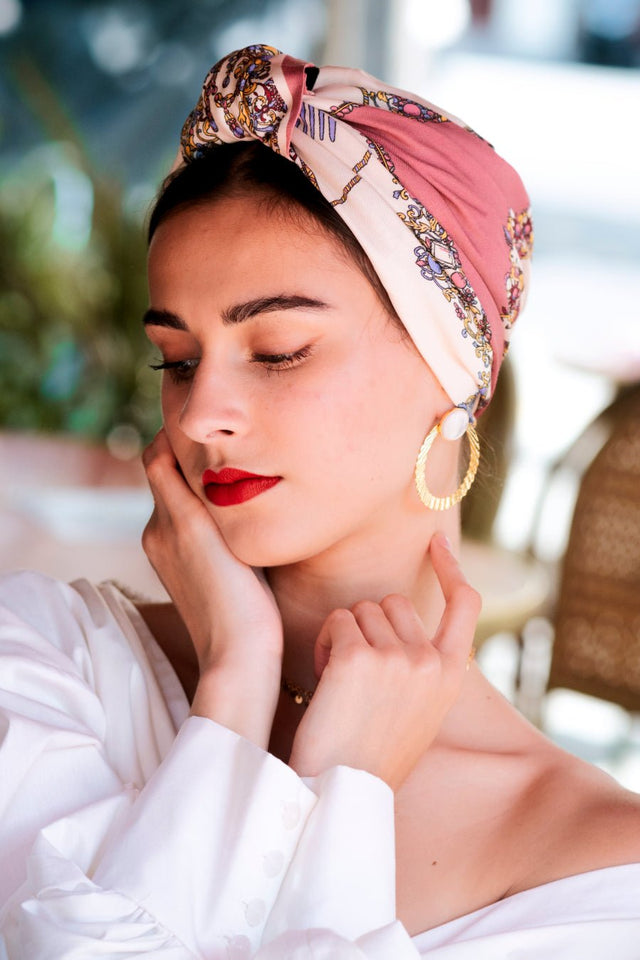 Turbans complets rétro-Parisienne Jade Rose- Indira de paris