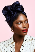 Turban africaine en soie marine – vue de face