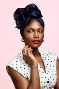 Turban africaine en soie marine – style africain chic