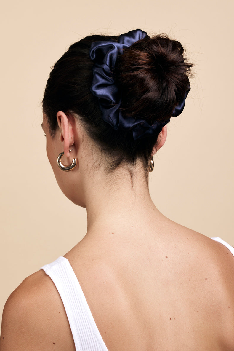 MAXI CHOUCHOU SOIE - BLEU MARINE