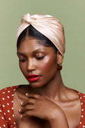 Turban cubaine en soie champagne – profil