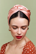 Turban cubaine en soie corail