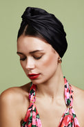 Turban cubaine en soie noire 
