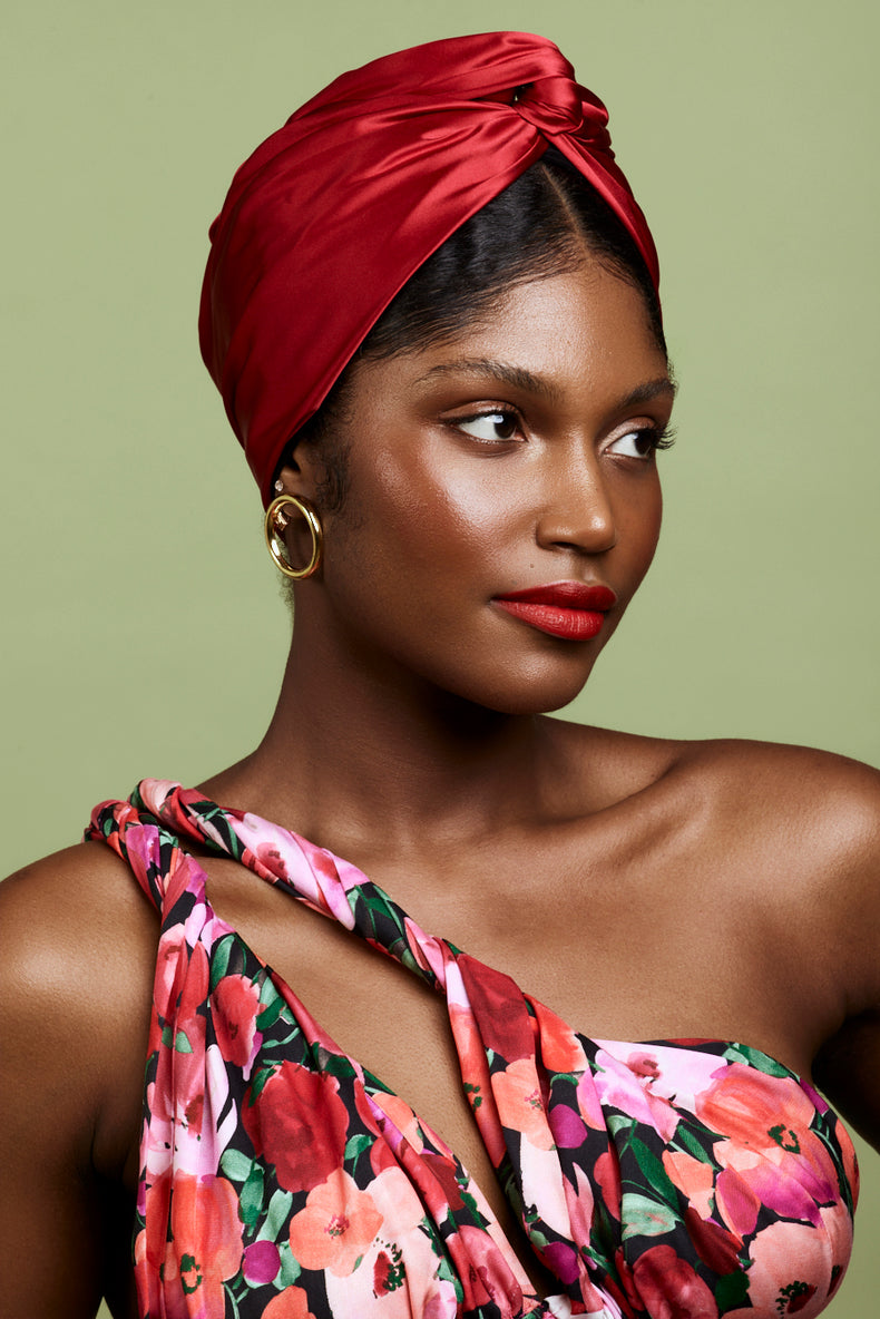 CUBAN SILK TURBAN - RUBY