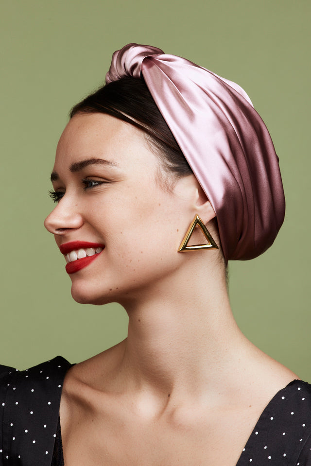 Turban parisienne en soie mauve – style parisien doux