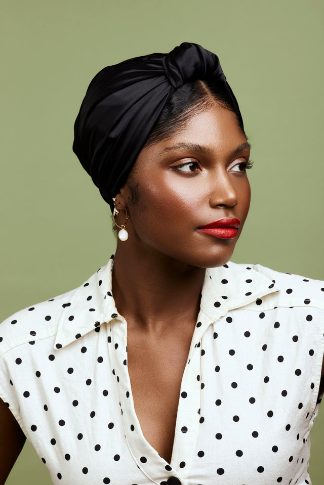 TURBAN PARISIENNE SOIE - NOIR