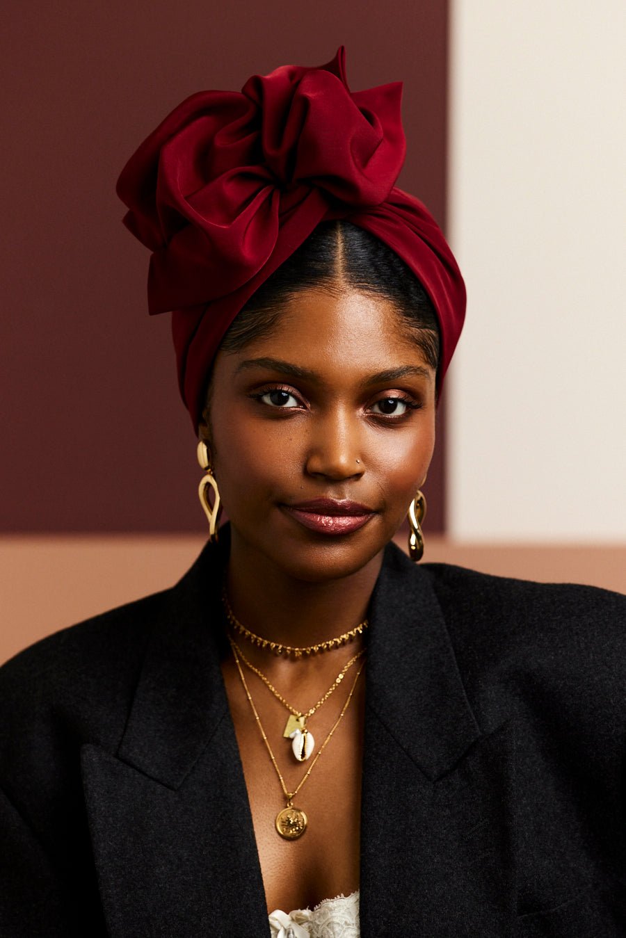 Turbans femme fil métal - AFRICAINE CERISE - Indira de paris