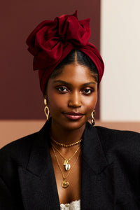 Turbans femme fil métal - AFRICAINE CERISE - Indira de paris