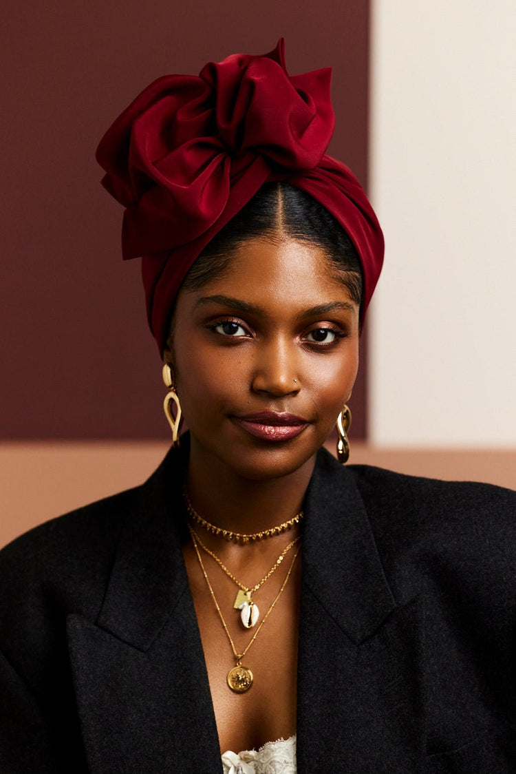 Turbans femme fil métal - AFRICAINE CERISE - Indira de paris