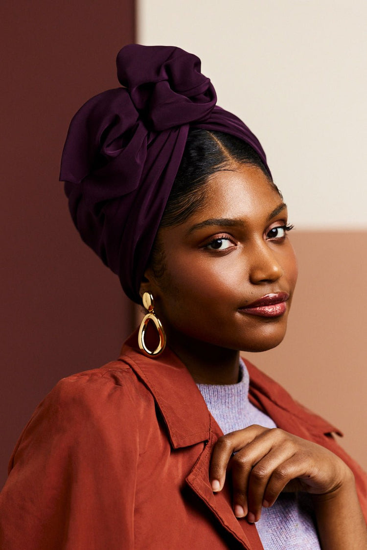 Turbans femme fil métal - AFRICAINE PRUNE - Indira de paris