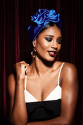 Turbans femme fil métal - AFRICAINE SOIE - BLEU ELECTRIQUE - Indira de paris