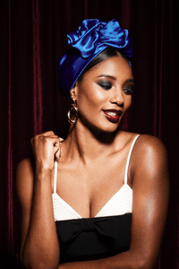 Turbans femme fil métal - AFRICAINE SOIE - BLEU ELECTRIQUE - Indira de paris