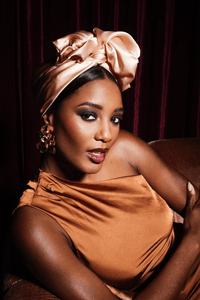 Turbans femme fil métal - AFRICAINE SOIE - CHAMPAGNE - Indira de paris