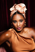 Turbans femme fil métal - AFRICAINE SOIE - CHAMPAGNE - Indira de paris
