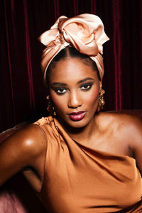 Turbans femme fil métal - AFRICAINE SOIE - CHAMPAGNE - Indira de paris