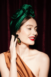 Turbans femme fil métal - AFRICAINE SOIE - EMERAUDE - Indira de paris