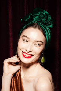 Turbans femme fil métal - AFRICAINE SOIE - EMERAUDE - Indira de paris