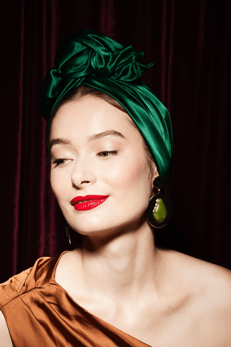 Turbans femme fil métal - AFRICAINE SOIE - EMERAUDE - Indira de paris