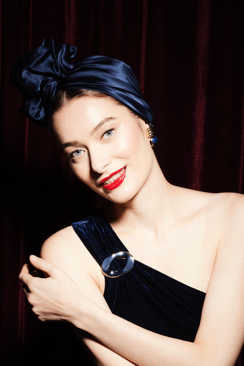 Turbans femme fil métal - AFRICAINE SOIE - MARINE - Indira de paris