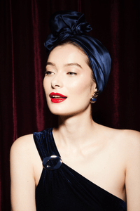 Turbans femme fil métal - AFRICAINE SOIE - MARINE - Indira de paris