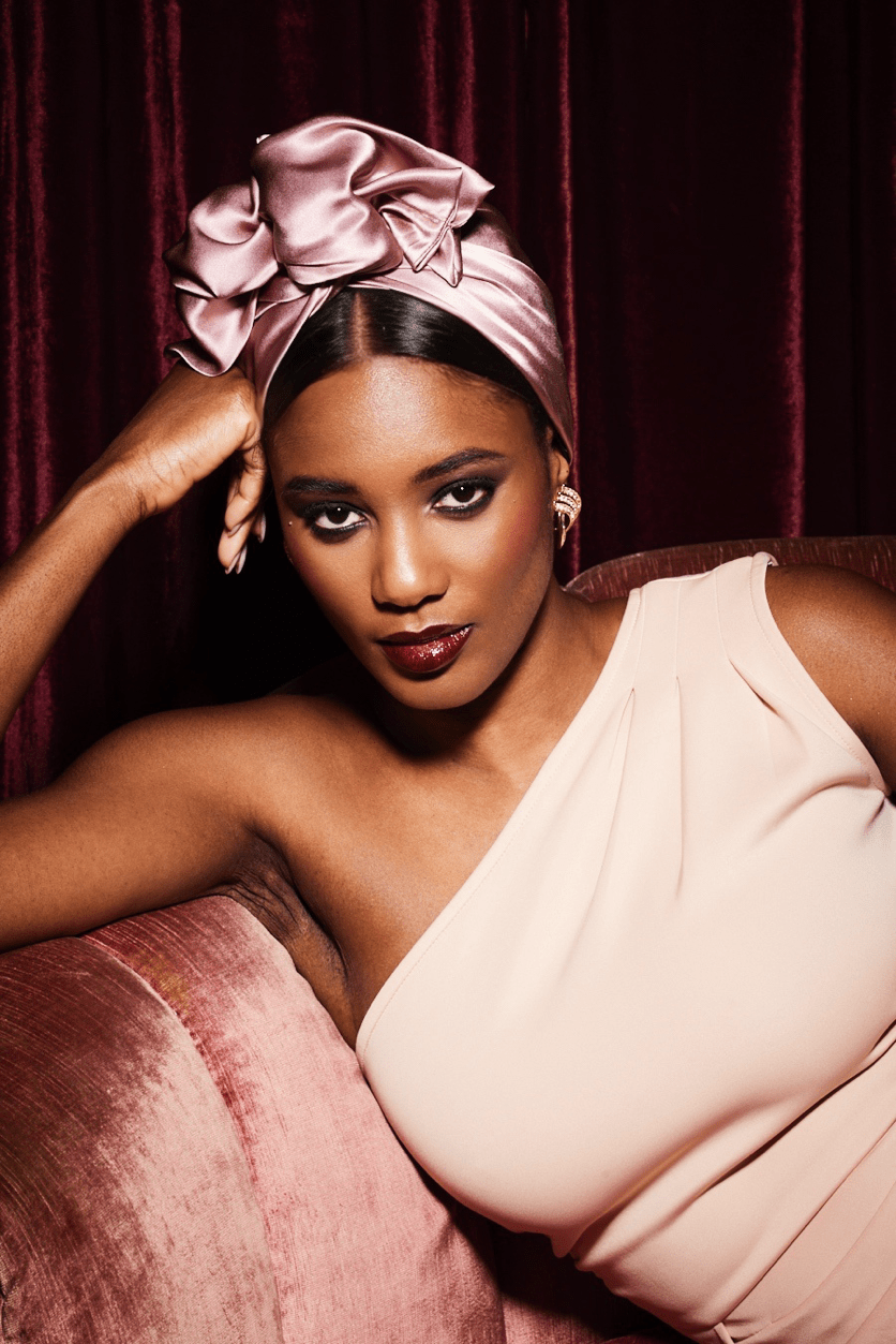 Turbans femme fil métal - AFRICAINE SOIE - MAUVE - Indira de paris