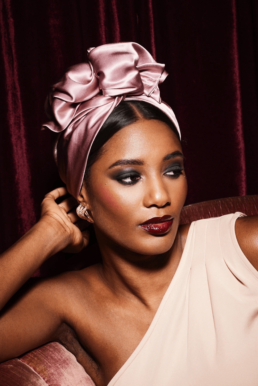 Turbans femme fil métal - AFRICAINE SOIE - MAUVE - Indira de paris